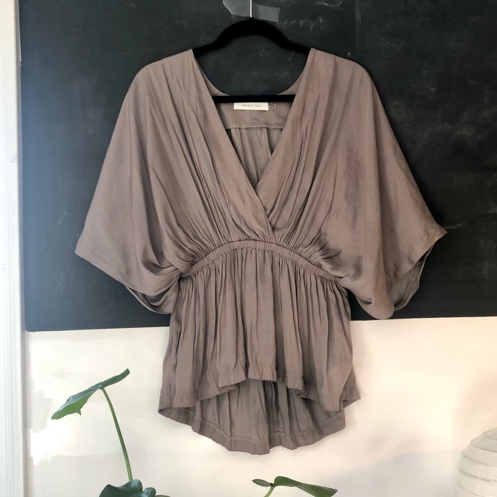 Bobbles & Lace Taupe Blouse with Fitted Waist